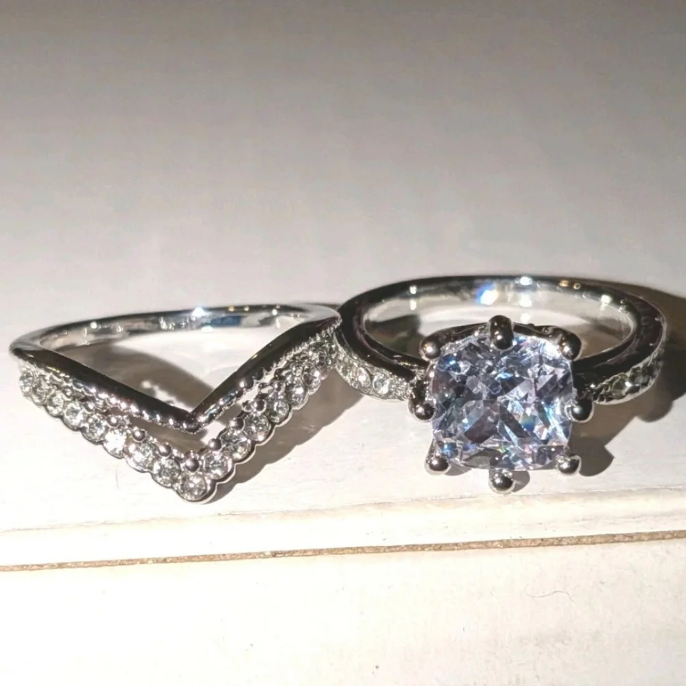 Elegant diamond bridal ring set sz 6